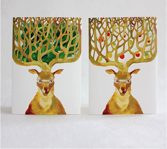 手绘生日卡、手绘圣诞卡创意作品学习